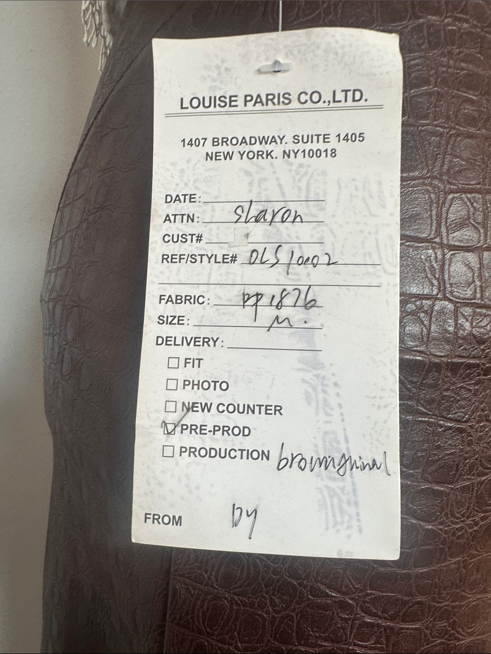 Croc-Embossed Brown Midi Skirt with Front Slit - Picture 4 of 9